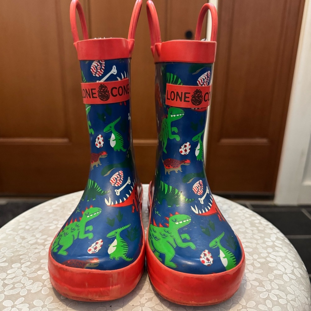 Lone Cone Kids Dinosaur Rain Boots - Red and Blue